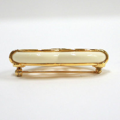 Chanel Heart Brooch CC Gold Plated Beige
