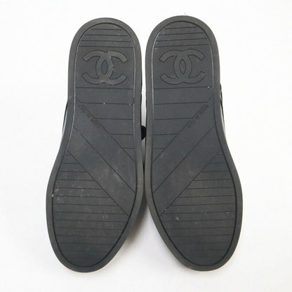 Chanel High Cut Sneakers Shoelace Type Leather Black 37