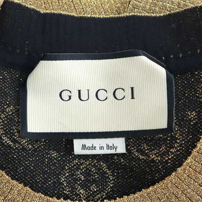 Gucci Top GG Cotton Lam Short Sleeve Black Gold