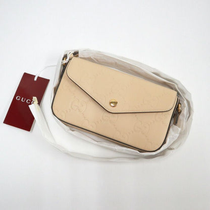Gucci Super Mini Shoulder Bag Big GG Leather Beige Gold