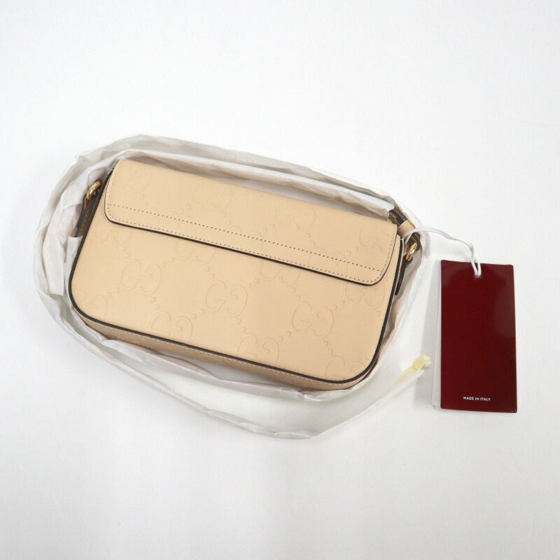 Gucci Super Mini Shoulder Bag Big GG Leather Beige Gold