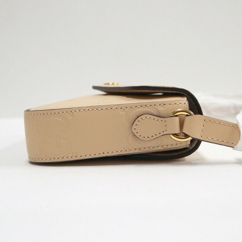 Gucci Super Mini Shoulder Bag Big GG Leather Beige Gold