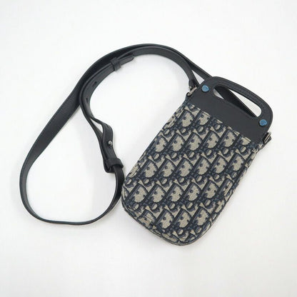 Dior Saddlebar Pouch Shoulder Bag Blue Leather Navy Black Beige