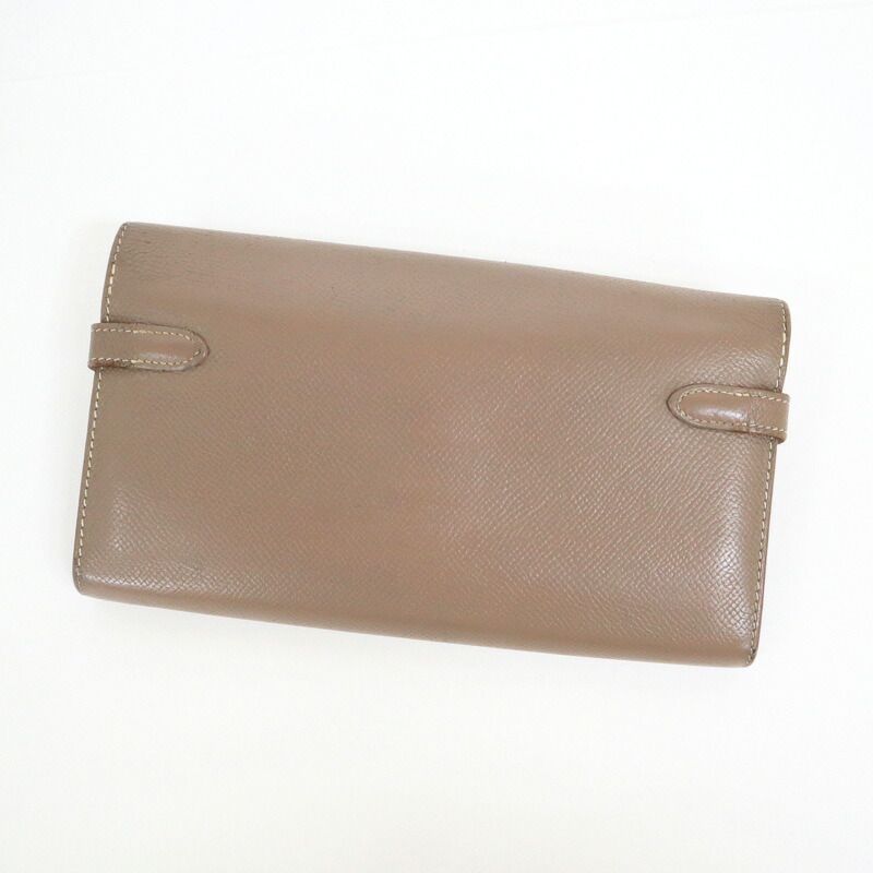 Hermes Kelly Wallet Top Silver Epsom