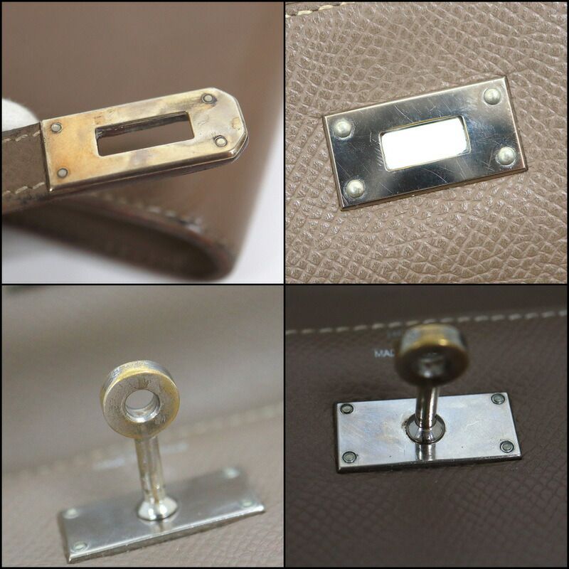 Hermes Kelly Wallet Top Silver Epsom