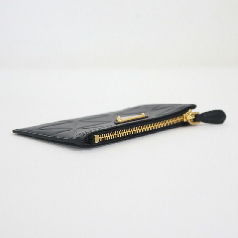 Prada Card Holder Black Triangle Leather