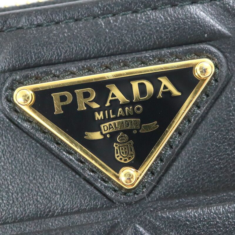Prada Card Holder Black Triangle Leather