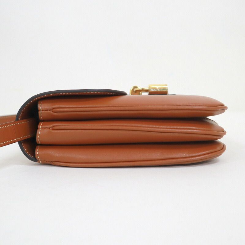 Celine Tab Shoulder Bag Leather Brown Gold