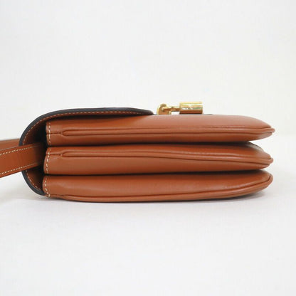 Celine Tab Shoulder Bag Leather Brown Gold