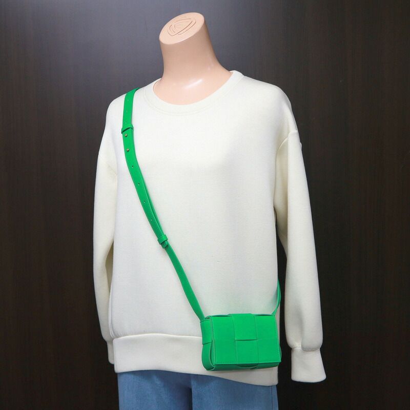 Bottega Veneta Candy Cassette Mini Shoulder Bag Green Leather