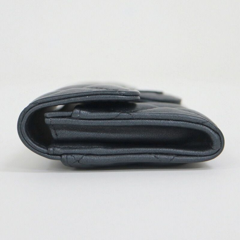 Chanel Quilted Coin Case Lambskin So Black Silver