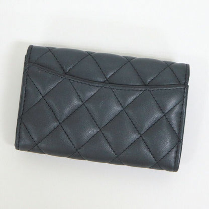 Chanel Quilted Coin Case Lambskin So Black Silver