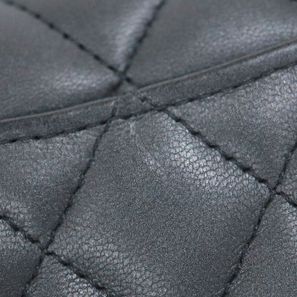 Chanel Quilted Coin Case Lambskin So Black Silver
