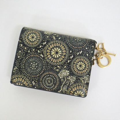 Dior Bifold Compact Wallet Giraffe Black Yellow Leather X