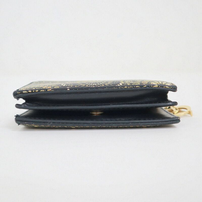 Dior Bifold Compact Wallet Giraffe Black Yellow Leather X
