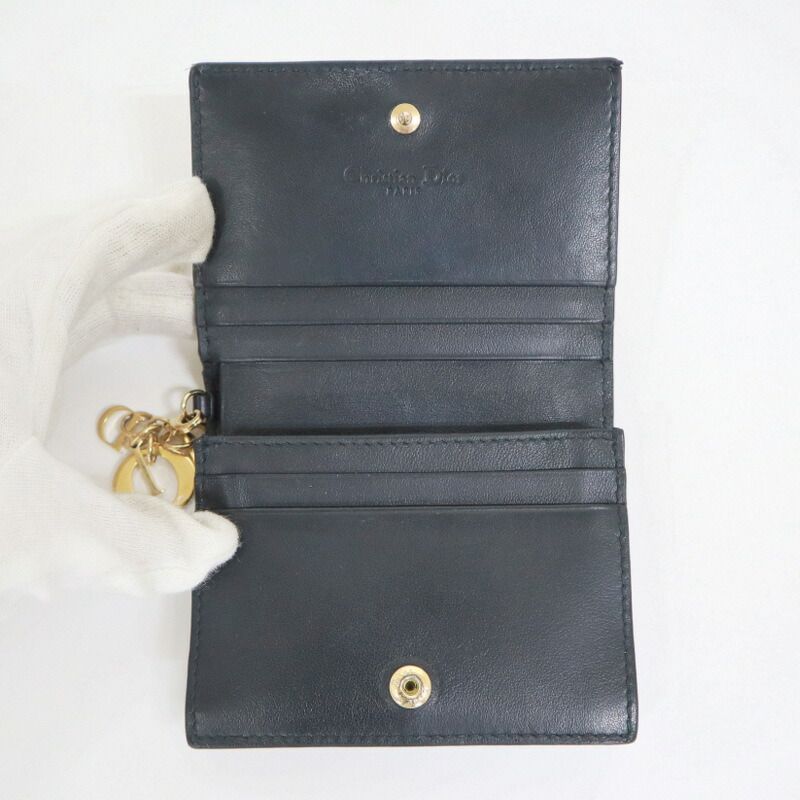 Dior Bifold Compact Wallet Giraffe Black Yellow Leather X