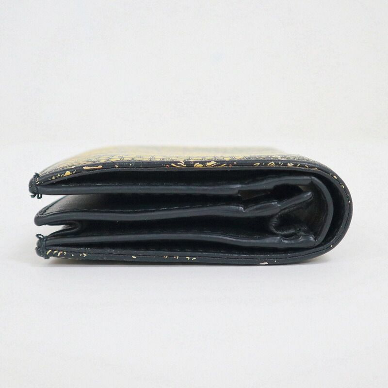 Dior Bifold Compact Wallet Giraffe Black Yellow Leather X