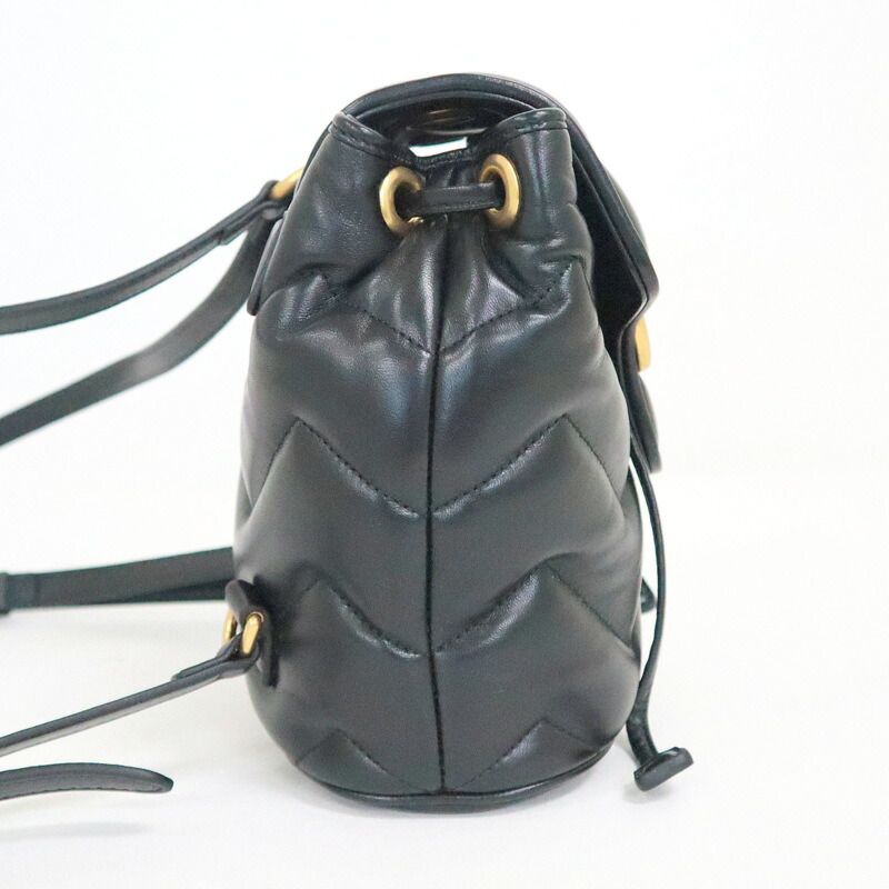 Gucci GG Marmont Backpack Black Gold Leather X