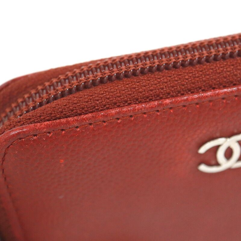 Chanel Caviar Leather Coin Case Red Silver :red X