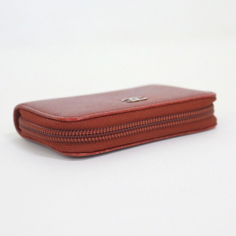 Chanel Caviar Leather Coin Case Red Silver :red X