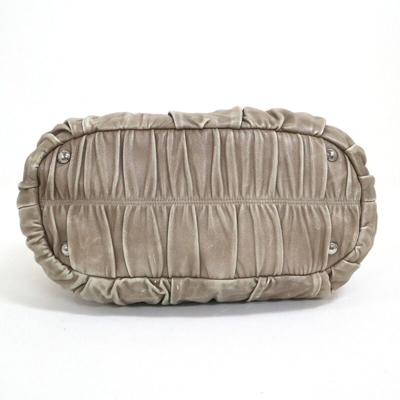 Prada Gathered 2-Way Shoulder Bag Leather Gray Gradient Gradation
