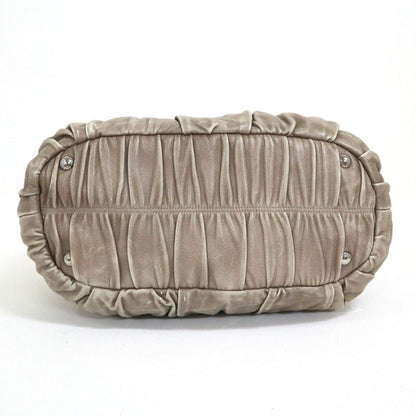 Prada Gathered 2-Way Shoulder Bag Leather Gray Gradient Gradation