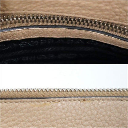 Prada Shoulder Bag Gray Leather Greige