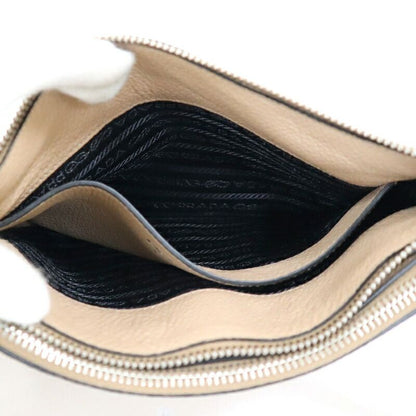 Prada Shoulder Bag Gray Leather Greige