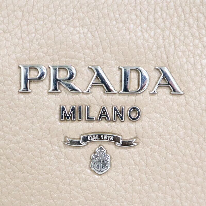 Prada Shoulder Bag Gray Leather Greige