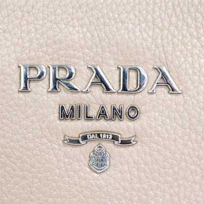 Prada Shoulder Bag Gray Leather Greige