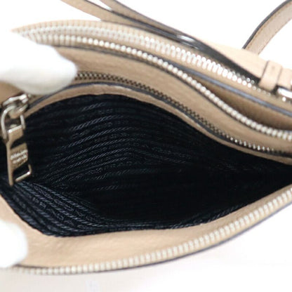 Prada Shoulder Bag Gray Leather Greige