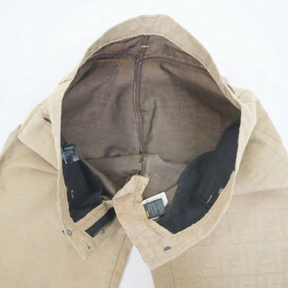 Fendi Zucca Pattern Pants Cotton Polyester Beige 28