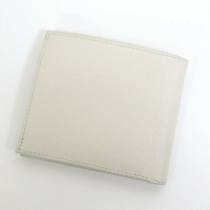 Prada Bifold Compact Wallet Saffiano Leather White Silver
