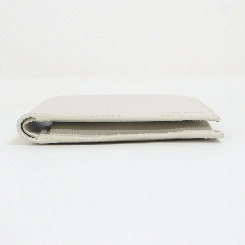 Prada Bifold Compact Wallet Saffiano Leather White Silver