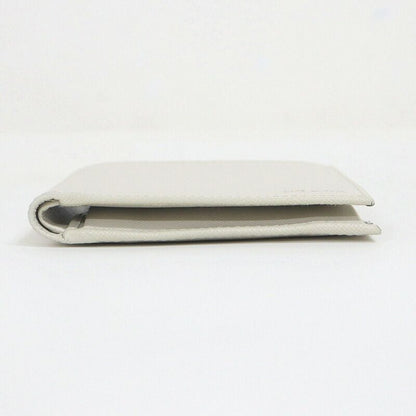 Prada Bifold Compact Wallet Saffiano Leather White Silver