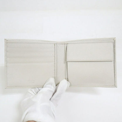 Prada Bifold Compact Wallet Saffiano Leather White Silver