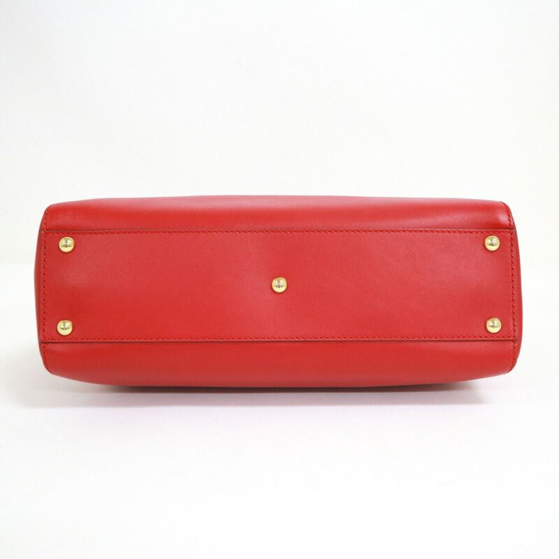 Fendi Peekaboo Shoulder Bag Leather Scarf :red