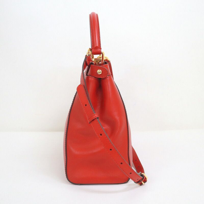 Fendi Peekaboo Shoulder Bag Leather Scarf :red