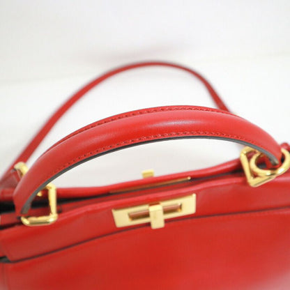 Fendi Peekaboo Shoulder Bag Leather Scarf :red