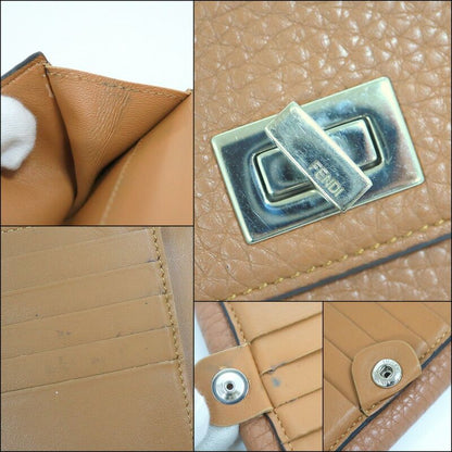 Fendi Peekaboo Wallet Beige Leather