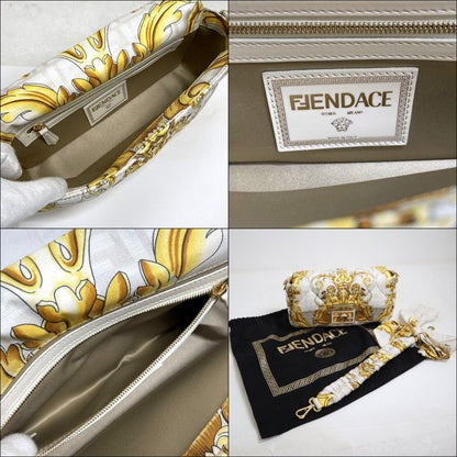Fendi Che Mamma Bucket White Yellow Silk Leather X