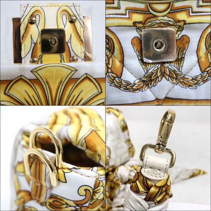 Fendi Che Mamma Bucket White Yellow Silk Leather X