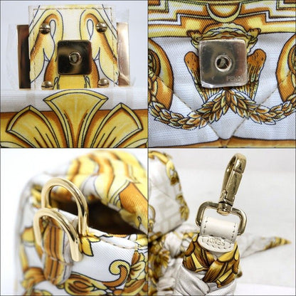 Fendi Che Mamma Bucket White Yellow Silk Leather X