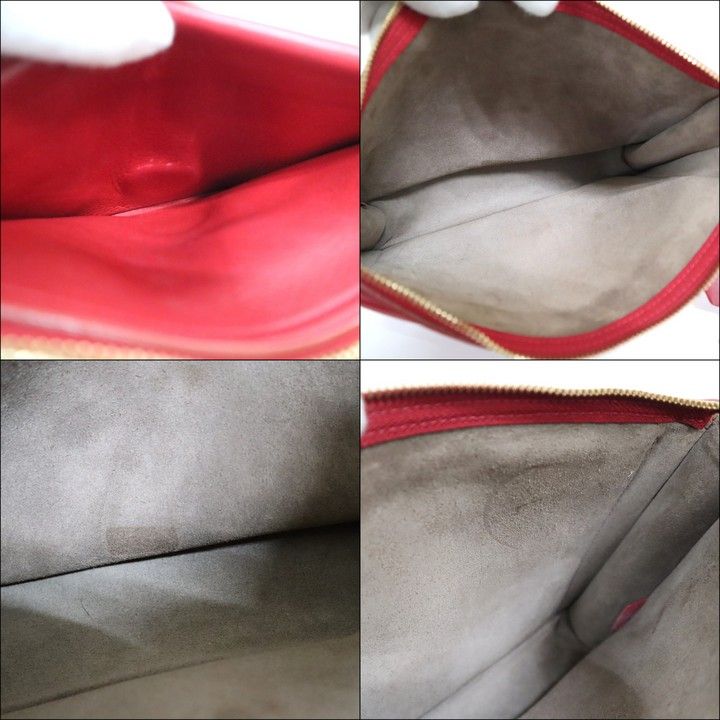 Celine Chain Shoulder Bag Leather Red Gold :red