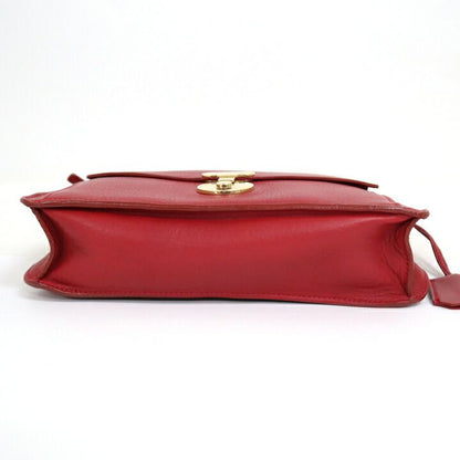 Celine Chain Shoulder Bag Leather Red Gold :red
