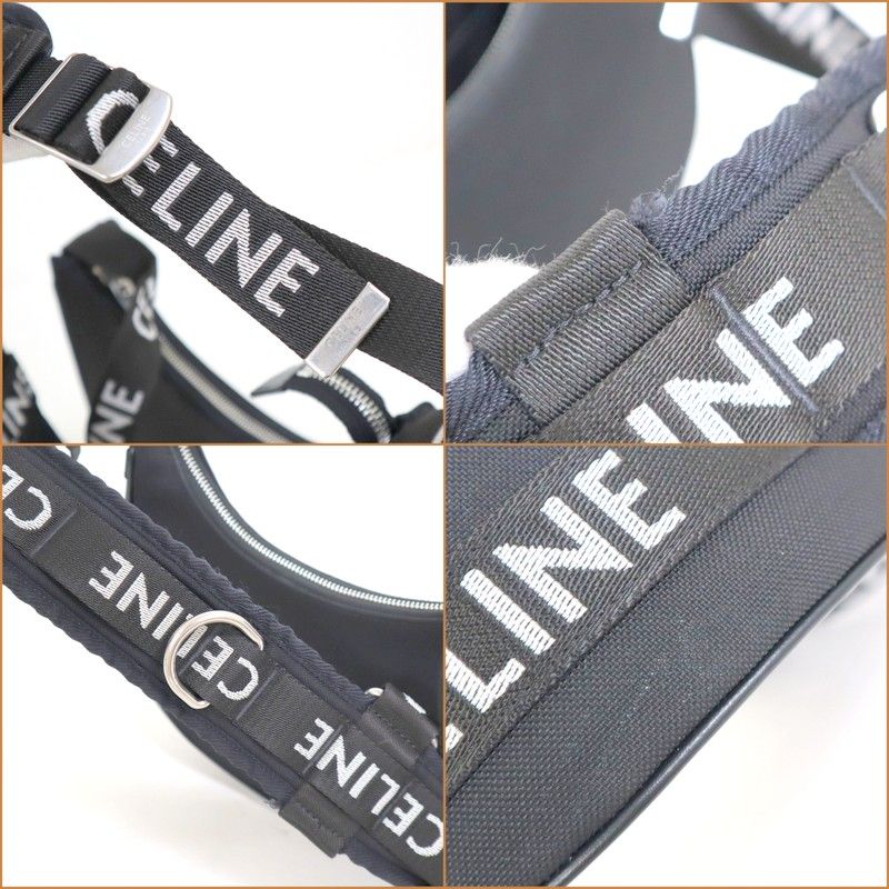 Celine Avabag Shoulder Bag Canvas Black Silver