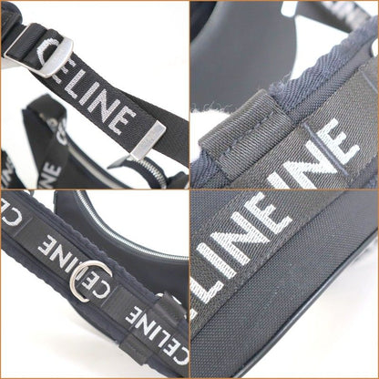 Celine Avabag Shoulder Bag Canvas Black Silver