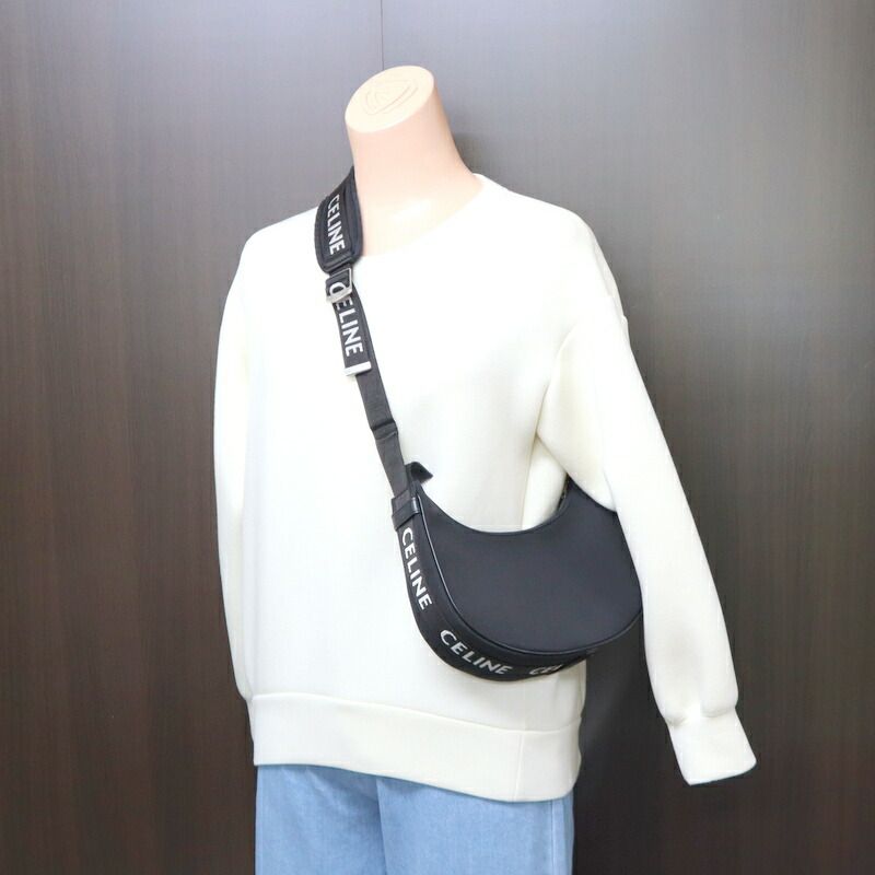 Celine Avabag Shoulder Bag Canvas Black Silver