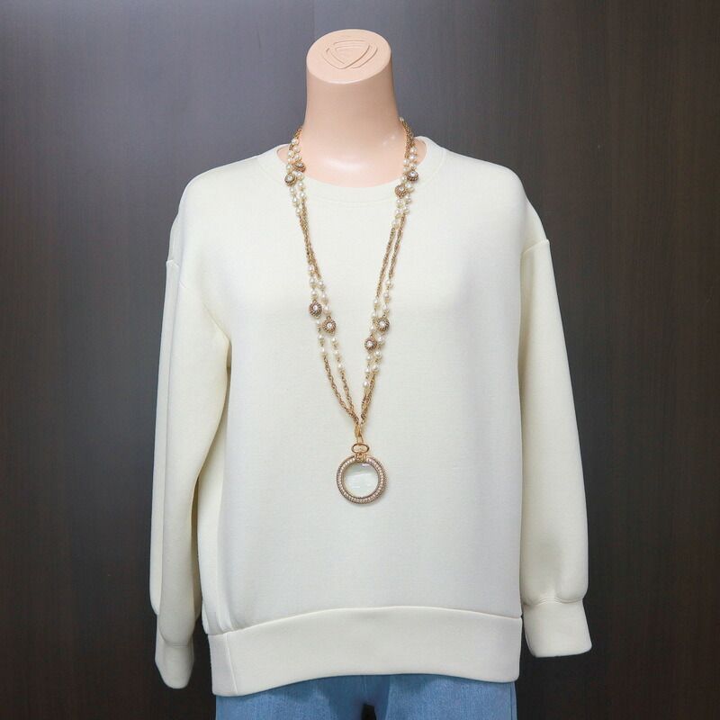 Chanel Loupe Necklace Gold White Faux Pearl X