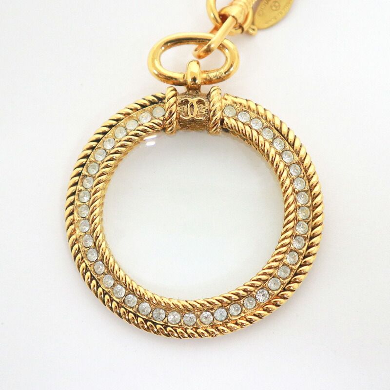 Chanel Loupe Necklace Gold White Faux Pearl X